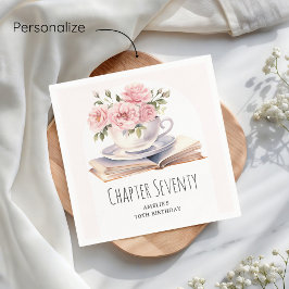 Rosa Flora 70. Buchthema Geburtstag Serviette