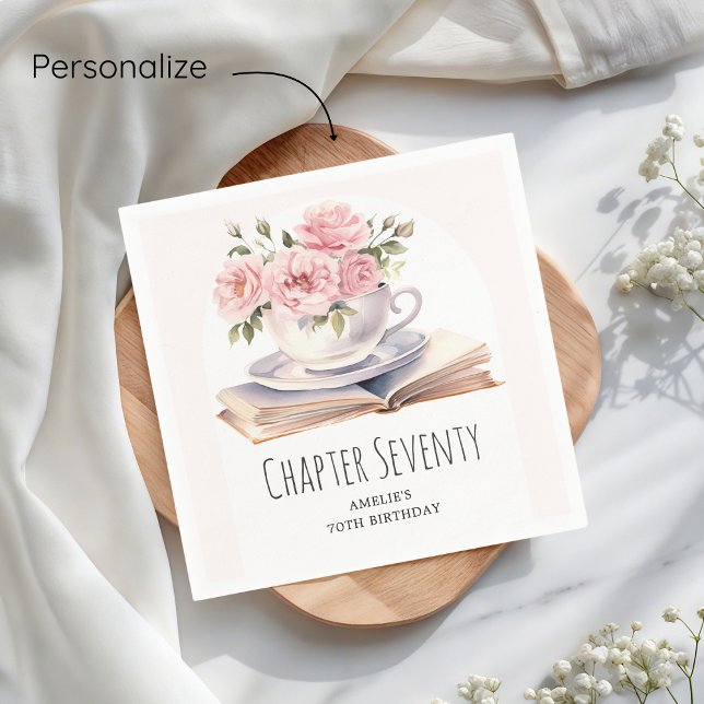 Rosa Flora 70. Buchthema Geburtstag Serviette (Von Creator hochgeladen)