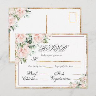 Rosa Flora Wasserfarben Gold Elegante UAWG Postkarte