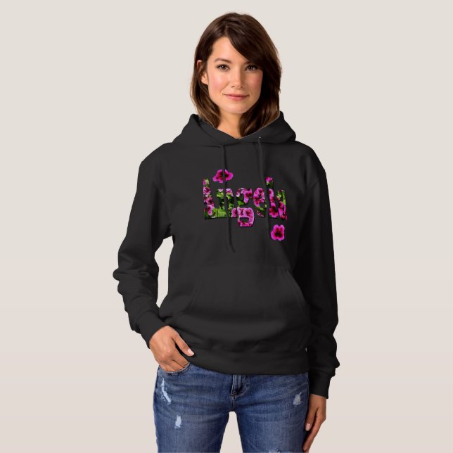 Rosa Floral-Angela-Logo, Hoodie (Vorne ganz)
