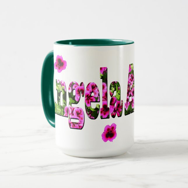 Rosa Floral-Angela-Logo, Tasse (Vorderseite Links)