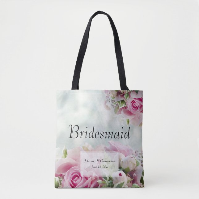 Rosa Floral auf Aquamariner Hochzeit Tasche (Vorderseite)