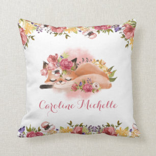 Rosa Floral Baby Girl Fox Kinderzimmer Dekoration Kissen