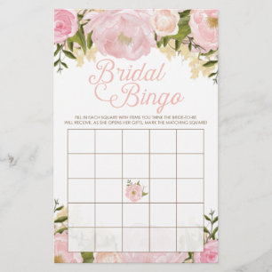 Rosa Floral Doppelseitiges Brautparty Spiele