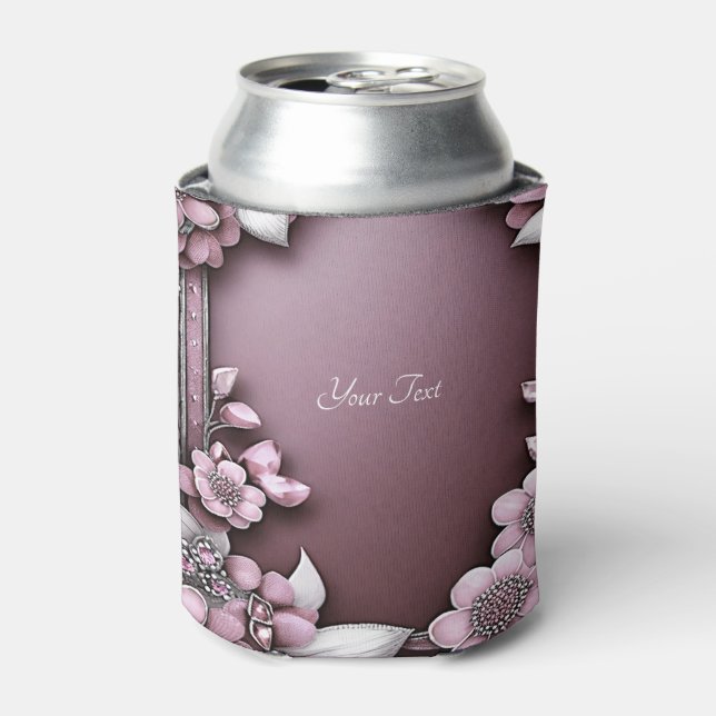 Rosa Floral Dose Cooler Dosenkühler (Kanne Vorderseite)