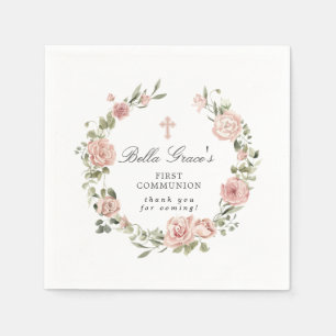 Rosa Floral Erste Kommune Neapel Serviette