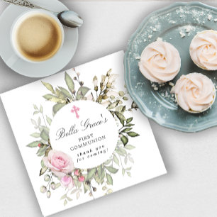 Rosa Floral Erste Kommune Serviette