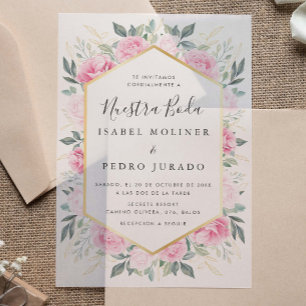 Rosa Floral Gold Blätter Nuestra Boda Wedding