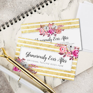 Rosa Floral & Gold Glamour Wasserfarbe Moderne Str Visitenkarte