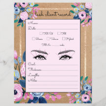 Rosa Floral Gold Kraft Papier Lash Client Record
