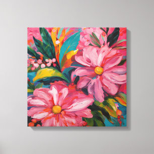 Rosa Floral Leinwanddruck