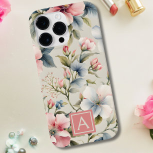 Rosa Floral Monogramm Case-Mate iPhone 14 Pro Max Hülle