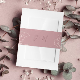 Rosa Floral Monogramm Einladungsbanderole