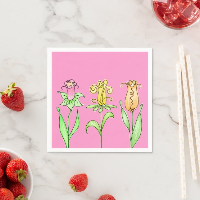 Rosa Floral Napkins Serviette (Beispiel)