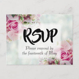 Rosa Floral Rose Bouquet Wedding RSVP Postkarte