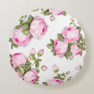 Rosa Floral Rundkissen Rundes Kissen