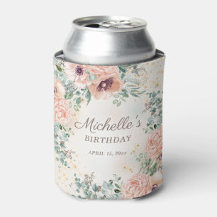 Rosa Floral Salbei Grüne Blätter Geburtstag Dosenkühler