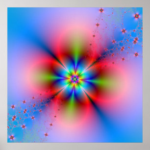 Rosa Floral Spray auf blauem Poster