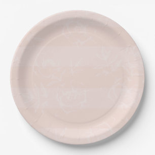 Rosa Floral Stripe Hochzeitsempfang Napkins Pappteller