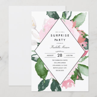 Rosa Floral | Überraschende Party Einladung