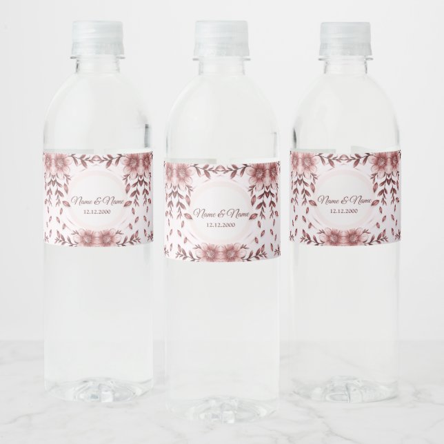 Rosa Floral Wasser Flasche Etikett (Flaschen)