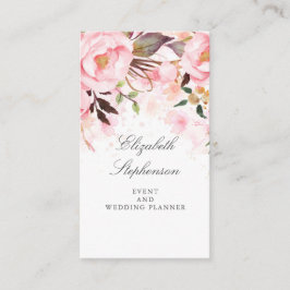Rosa Floral Wasserfarbe Elegant und modern Visitenkarte