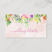Rosa Floral Watercolor Hochzeitskarte