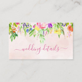 Rosa Floral Watercolor Hochzeitskarte Visitenkarte