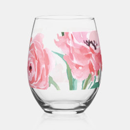 Rosa Floral Weinglas Ohne Stiel