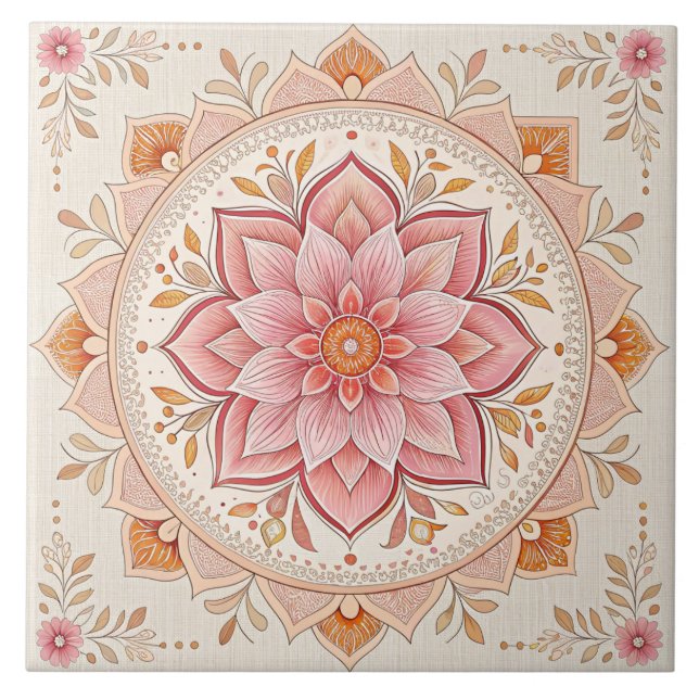 Rosa florale 6" quadratische Tile, um jeden Platz  Fliese (Vorderseite)