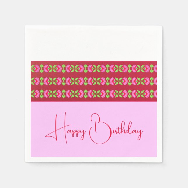 Rosa florale Akzentation Elegant Serviette (Vorderseite)