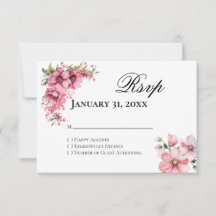 Rosa florale Antwort-RSVP-Karte