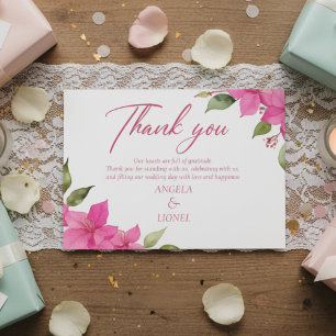 Rosa Florale Aquarell Hochzeit Flach Dankeskarten Dankeskarte