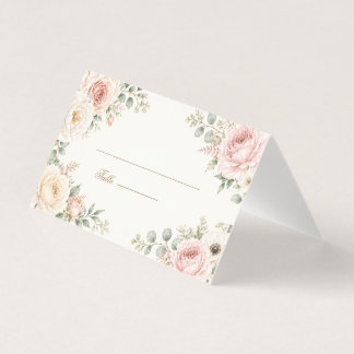 Rosa Florale Aquarell-Hochzeitsplatzkarte