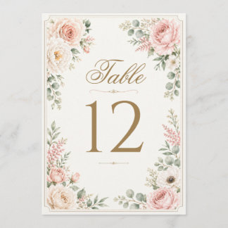 Rosa Florale Aquarell-Hochzeitstischkarte Einladung