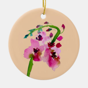 Rosa florale Aquarellfarbe Blume Keramik Ornament