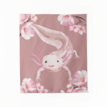 Rosa florale Axolotl-Tapete