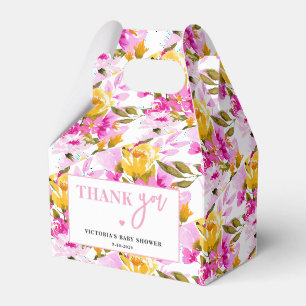 Rosa florale Baby in Bloom Babyparty Geschenkschachtel