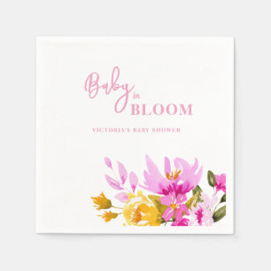 Rosa florale Baby in Bloom Babyparty Serviette