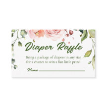 Rosa florale Babydusche Windelwaschkarte