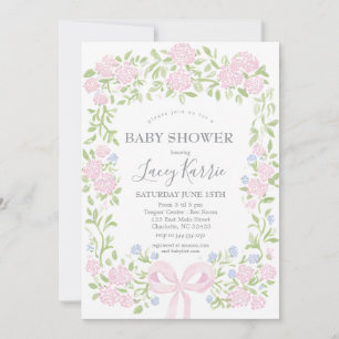 Rosa florale Babyparty-Einladung,  Einladung