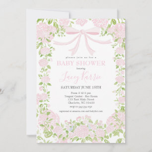 Rosa florale Babyparty-Einladung,  Einladung