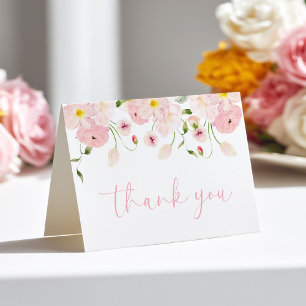 Rosa florale Babyparty gefaltete Dankeskarten Dankeskarte