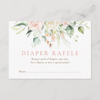Rosa Florale Babyparty-Windel-Raffle Begleitkarte