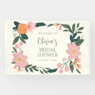 Rosa florale benutzerdefinierte Hochzeitsdusche Wi Banner