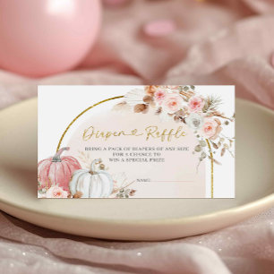 Rosa florale Boho Pumpkin Diaper Raffekarte Begleitkarte