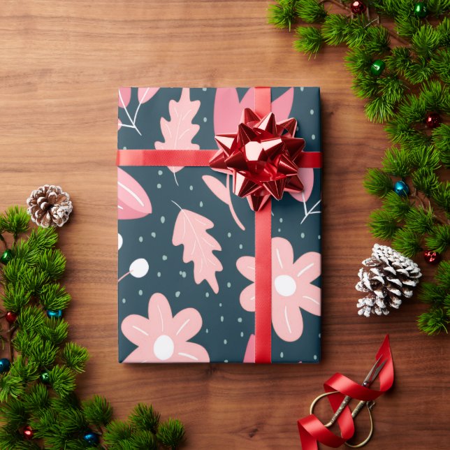 Rosa florale botanisches Geschenkpapier (Feiertagsgeschenk)