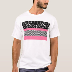 rosa florale Chevron T-Shirt