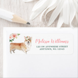 Rosa florale Corgi Hundeschrift