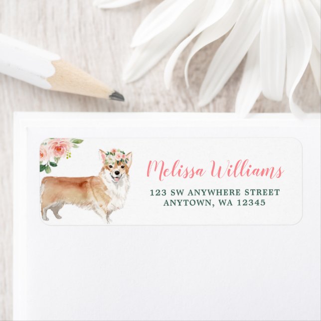 Rosa florale Corgi Hundeschrift (Insitu)